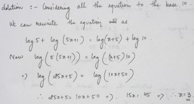 If log5   log(5x 1) = log(x 5)   1
